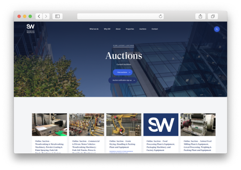 Auction page on a real estate website sw property agents