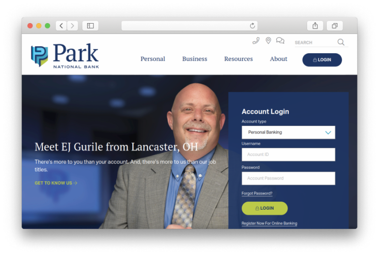 Park national banks main page